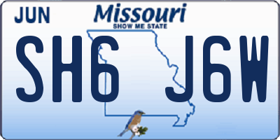 MO license plate SH6J6W