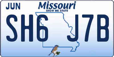 MO license plate SH6J7B