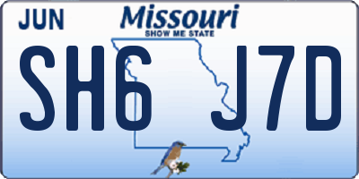 MO license plate SH6J7D