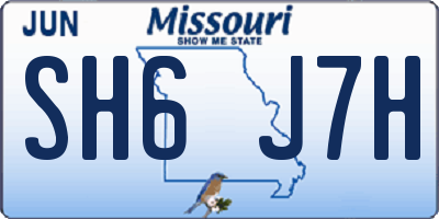 MO license plate SH6J7H