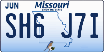 MO license plate SH6J7I