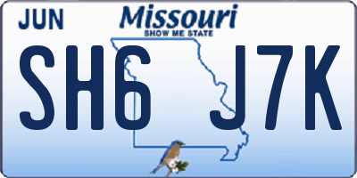 MO license plate SH6J7K
