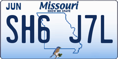 MO license plate SH6J7L