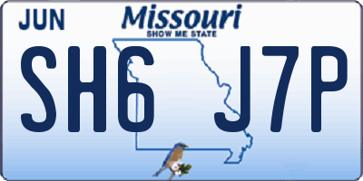 MO license plate SH6J7P