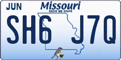 MO license plate SH6J7Q
