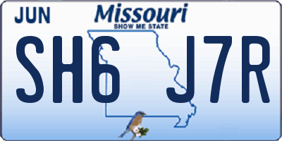 MO license plate SH6J7R