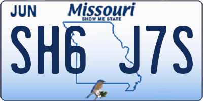 MO license plate SH6J7S