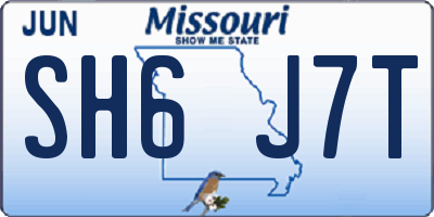 MO license plate SH6J7T