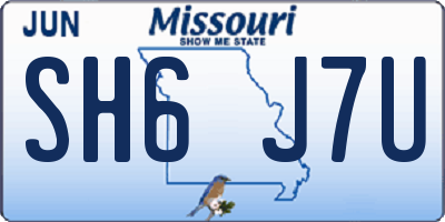 MO license plate SH6J7U