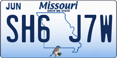 MO license plate SH6J7W