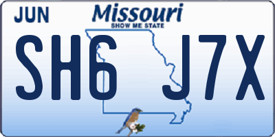 MO license plate SH6J7X
