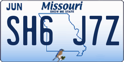 MO license plate SH6J7Z