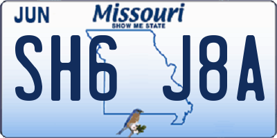 MO license plate SH6J8A