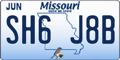 MO license plate SH6J8B