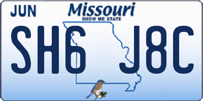 MO license plate SH6J8C