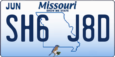 MO license plate SH6J8D