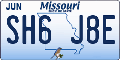 MO license plate SH6J8E