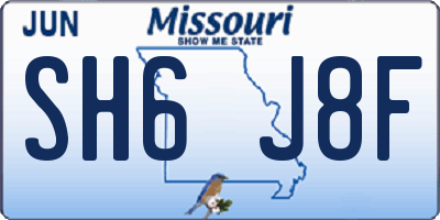 MO license plate SH6J8F