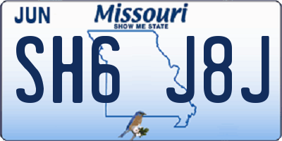 MO license plate SH6J8J