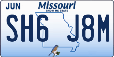 MO license plate SH6J8M