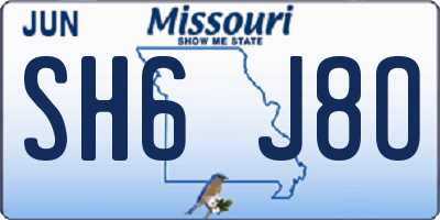 MO license plate SH6J8O