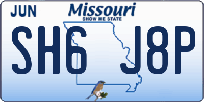 MO license plate SH6J8P