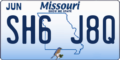 MO license plate SH6J8Q