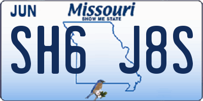 MO license plate SH6J8S