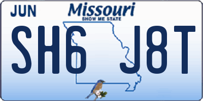 MO license plate SH6J8T