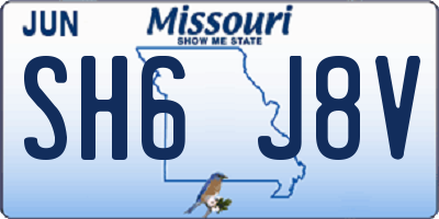 MO license plate SH6J8V