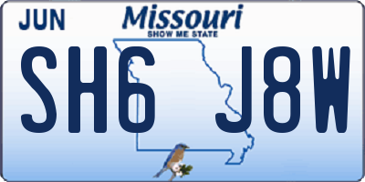 MO license plate SH6J8W