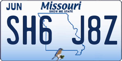 MO license plate SH6J8Z