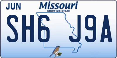 MO license plate SH6J9A