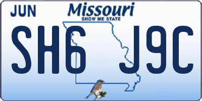MO license plate SH6J9C