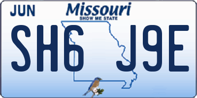 MO license plate SH6J9E
