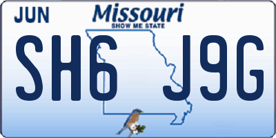 MO license plate SH6J9G