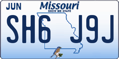 MO license plate SH6J9J