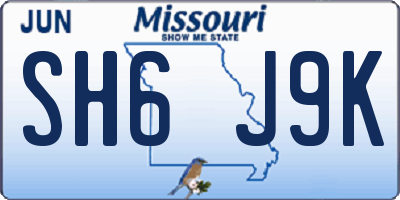 MO license plate SH6J9K