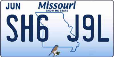 MO license plate SH6J9L
