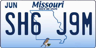 MO license plate SH6J9M