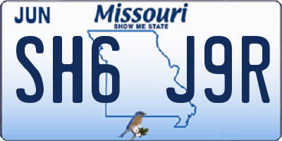MO license plate SH6J9R