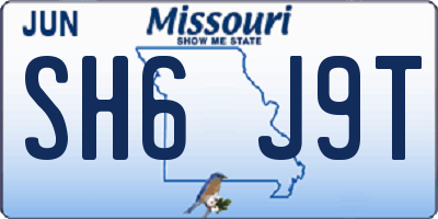 MO license plate SH6J9T