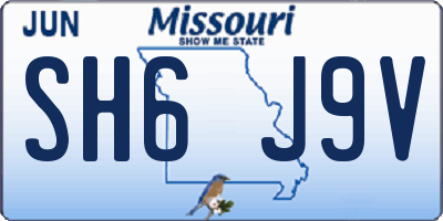 MO license plate SH6J9V