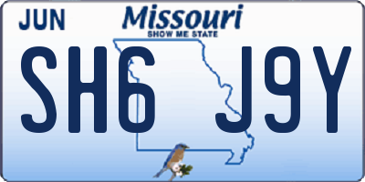 MO license plate SH6J9Y