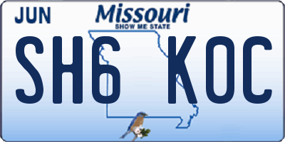 MO license plate SH6K0C