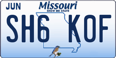 MO license plate SH6K0F