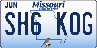 MO license plate SH6K0G