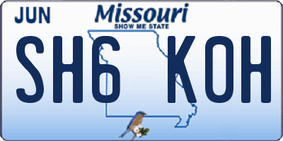 MO license plate SH6K0H