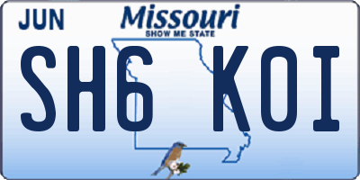 MO license plate SH6K0I