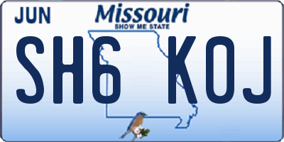 MO license plate SH6K0J